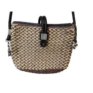 Vintage Brighton Woven Shoulder Bag with Elegant Silver Hardware.